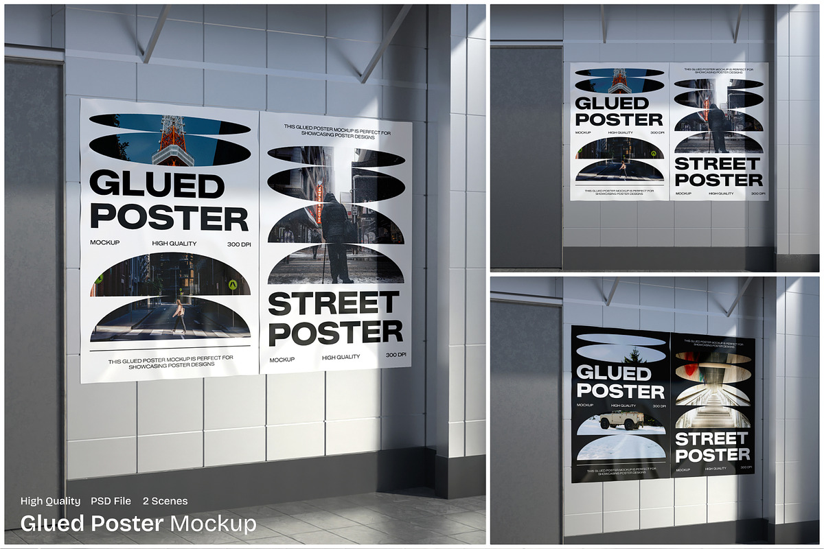 Glued Poster Mockup, an Advertising Mockup by Unerispace (Photo 1 of 5)