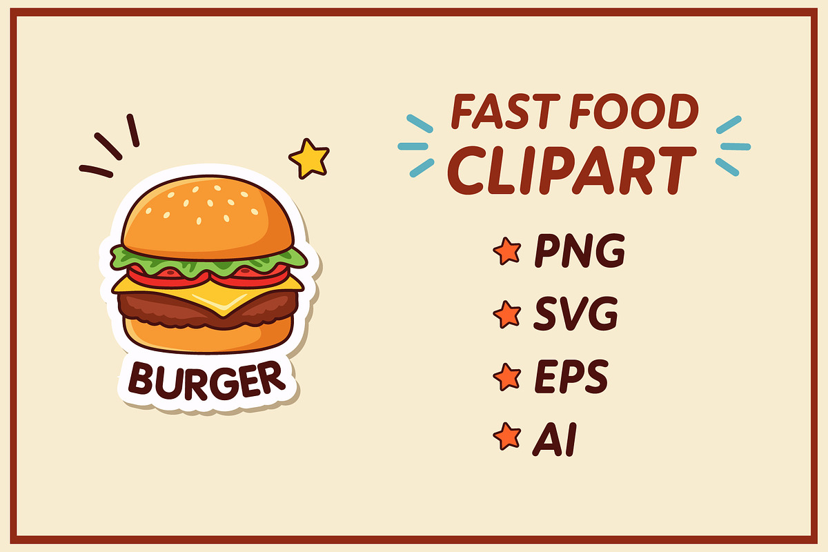 Cartoon Fast Food Stickers Clipart, a Food Illustration by Mad Max Shop (Photo 3 of 3)