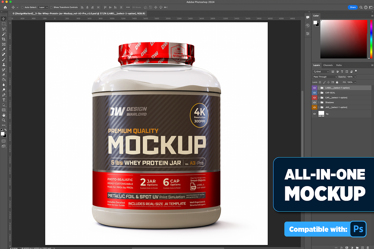 5lb Whey Protein Jar Mockup A3-Pro, a Packaging Mockup by Design Warlord (Photo 2 of 16)