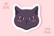 Gray Cat Emoji Stickers, an Animal Illustration by PsychocheArt (Thumbnail 3 of 9)