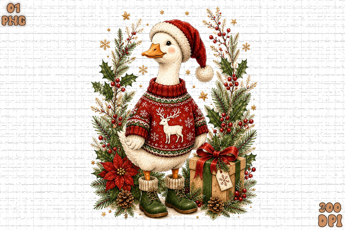 Christmas Silly Goose Floral Boho, a Seasonal Illustration by Sublimation Artist (Photo 1 of 9)