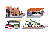 Train stations, railway building set, a Transportation Illustration by Good Studio (Thumbnail 2 of 3)