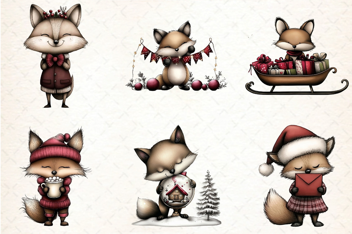 Whimsical Fox Clipart, an Illustration by DreamCafeArt (Photo 3 of 7)