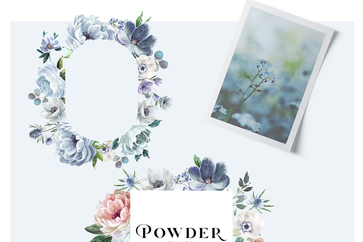 Blue Watercolor Flowers, a Background Graphic by Twigs and Twine (Photo 3 of 10)