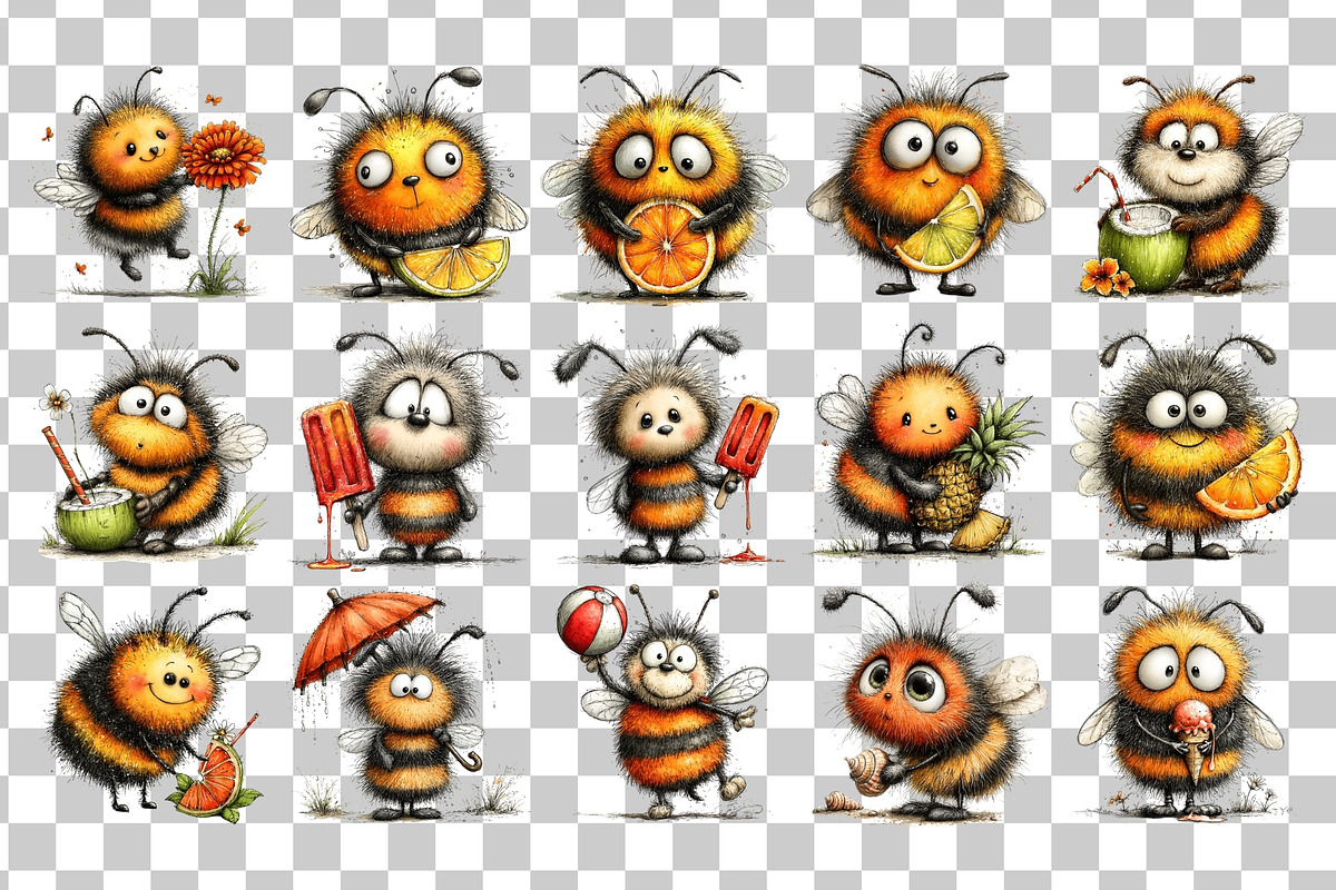 Summer Bee PNG Clipart Watercolor, a Seasonal Illustration by Nicolle's Colorful Art (Photo 2 of 5)