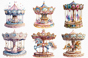 Watercolor Carousel Clipart Bundle, an Illustration by Craft Nest (Thumbnail 3 of 9)