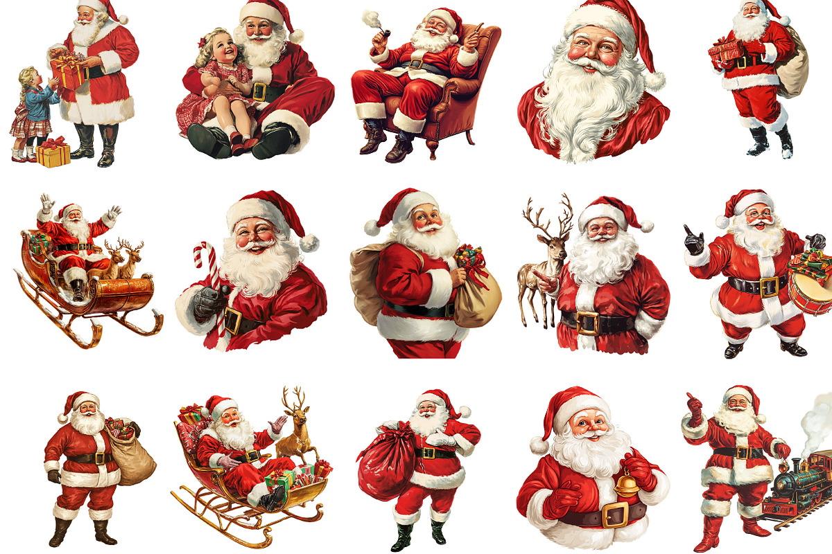 Classic 1950s Santa Claus Clipart, an Illustration by Designking (Photo 2 of 5)