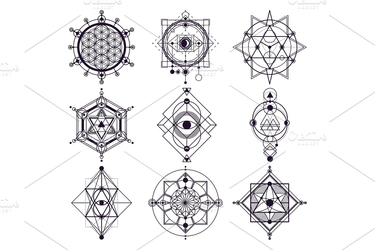 Sacred geometry abstract symbols, an Illustration by Elegant Solution