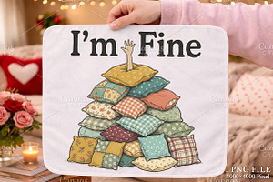 Funny I’m OK Pillow Pile PNG, an Illustration by Canvas Craft