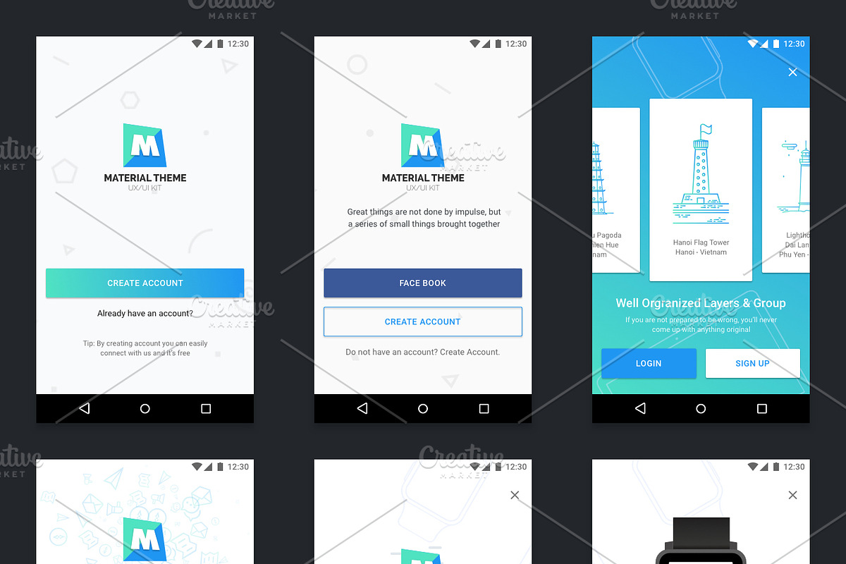 Material Theme UX/UI Kit, an UI Kit Template by App for Mobile & Website (Photo 8 of 9)