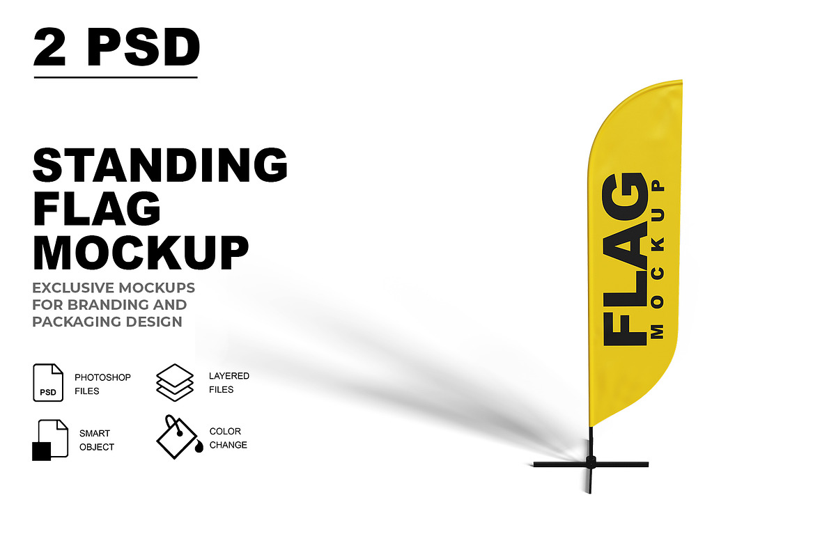 Standing Flag Mockup, a Mockup by mockupbuys (Photo 1 of 5)