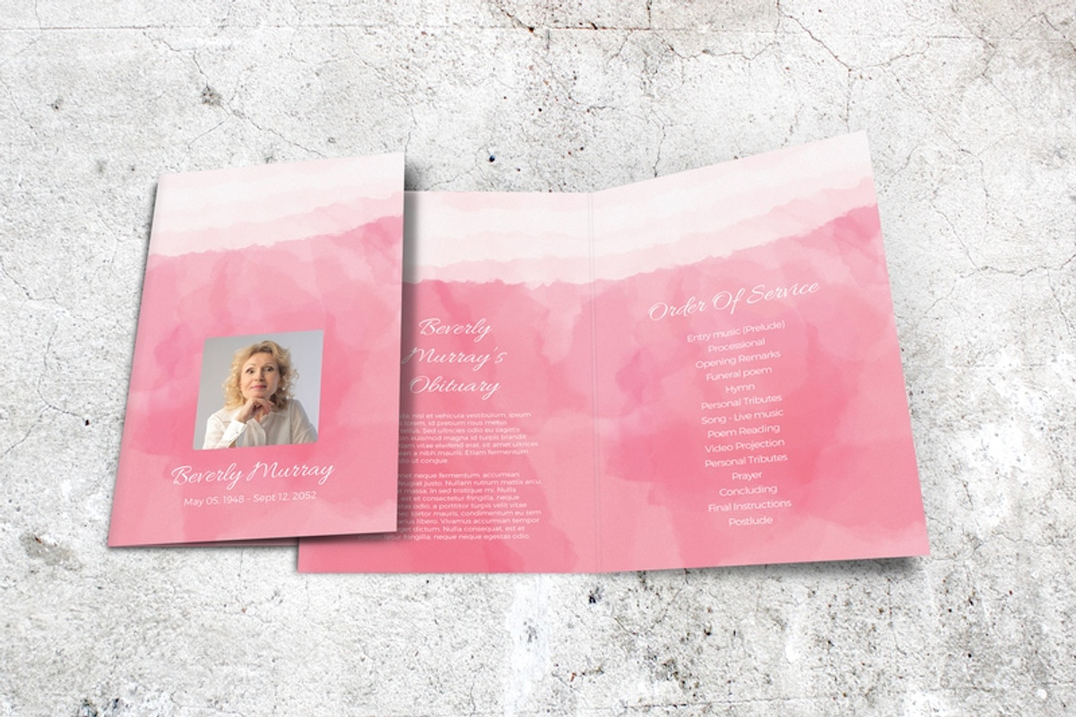 Pink Watercolor Funeral Program, a Brochure Template by Final Tribute (Photo 4 of 4)