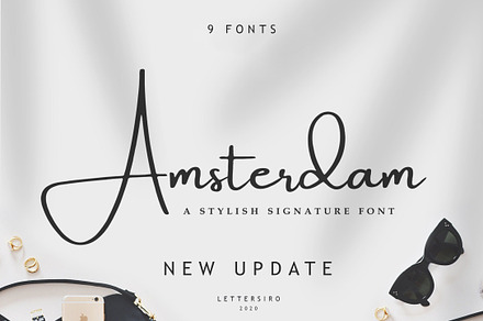 50% OFF ! Amsterdam 9 Elegant Font, a Script Font by Lettersiro
