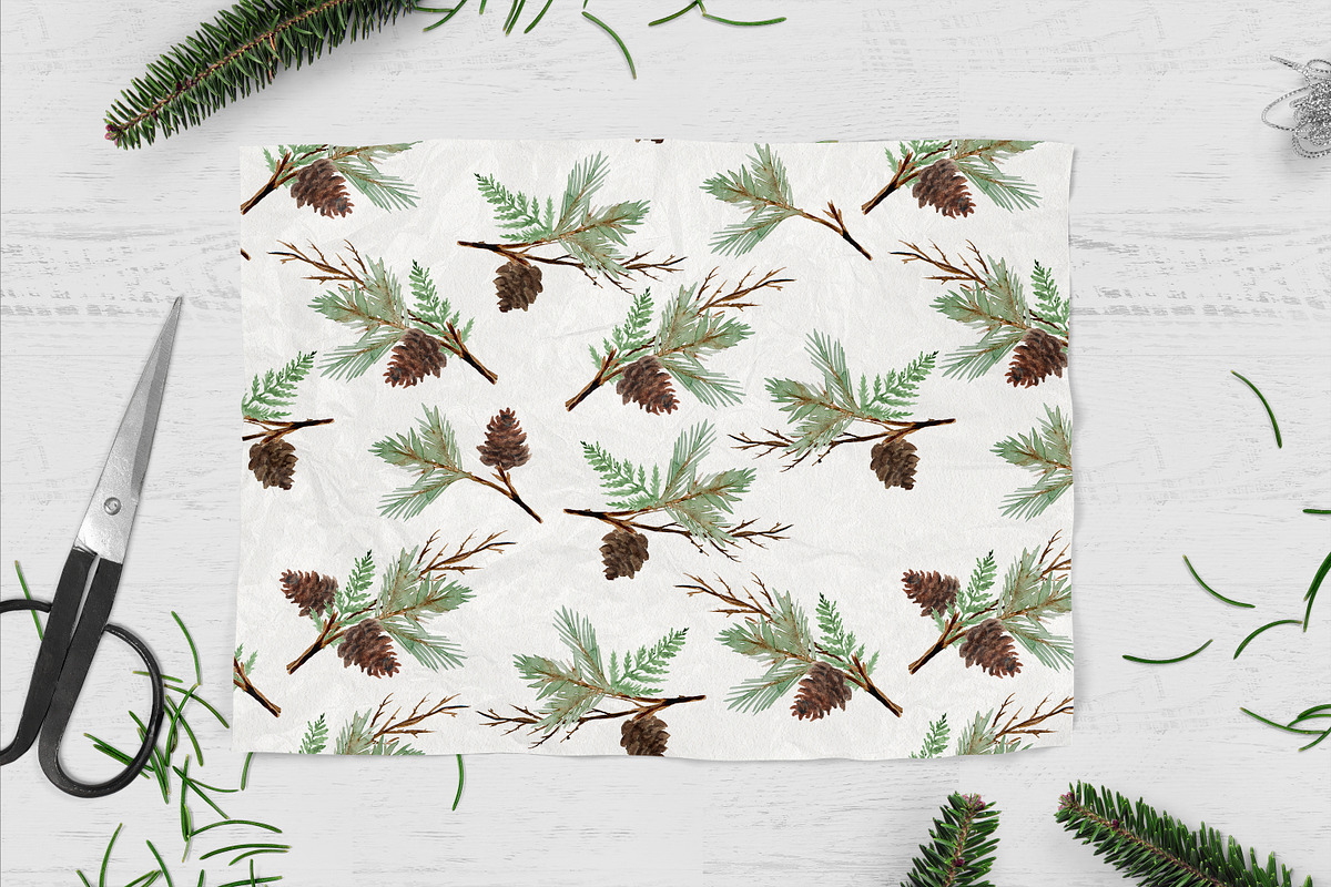 Winter Watercolor Greenery, an Illustration by DailyMiracleDigitals,LLC (Photo 7 of 8)