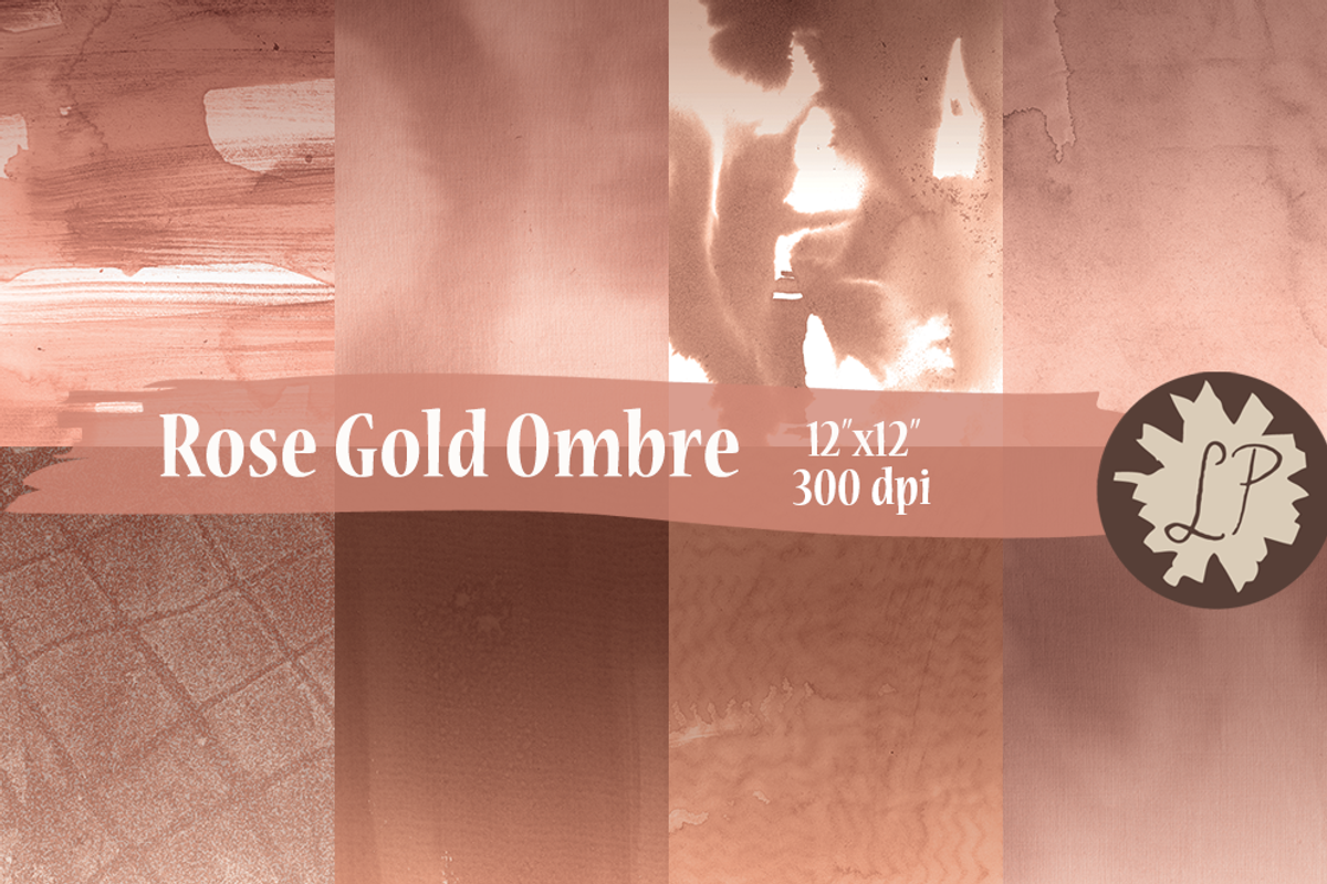 Rose Gold Ombre Watercolour Papers, a Pattern Graphic by Liz Plummer (Photo 1 of 5)