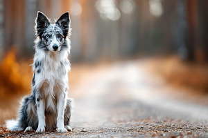 Blue merle Border Collie sits calmly, an Animal Photo by MistyDay