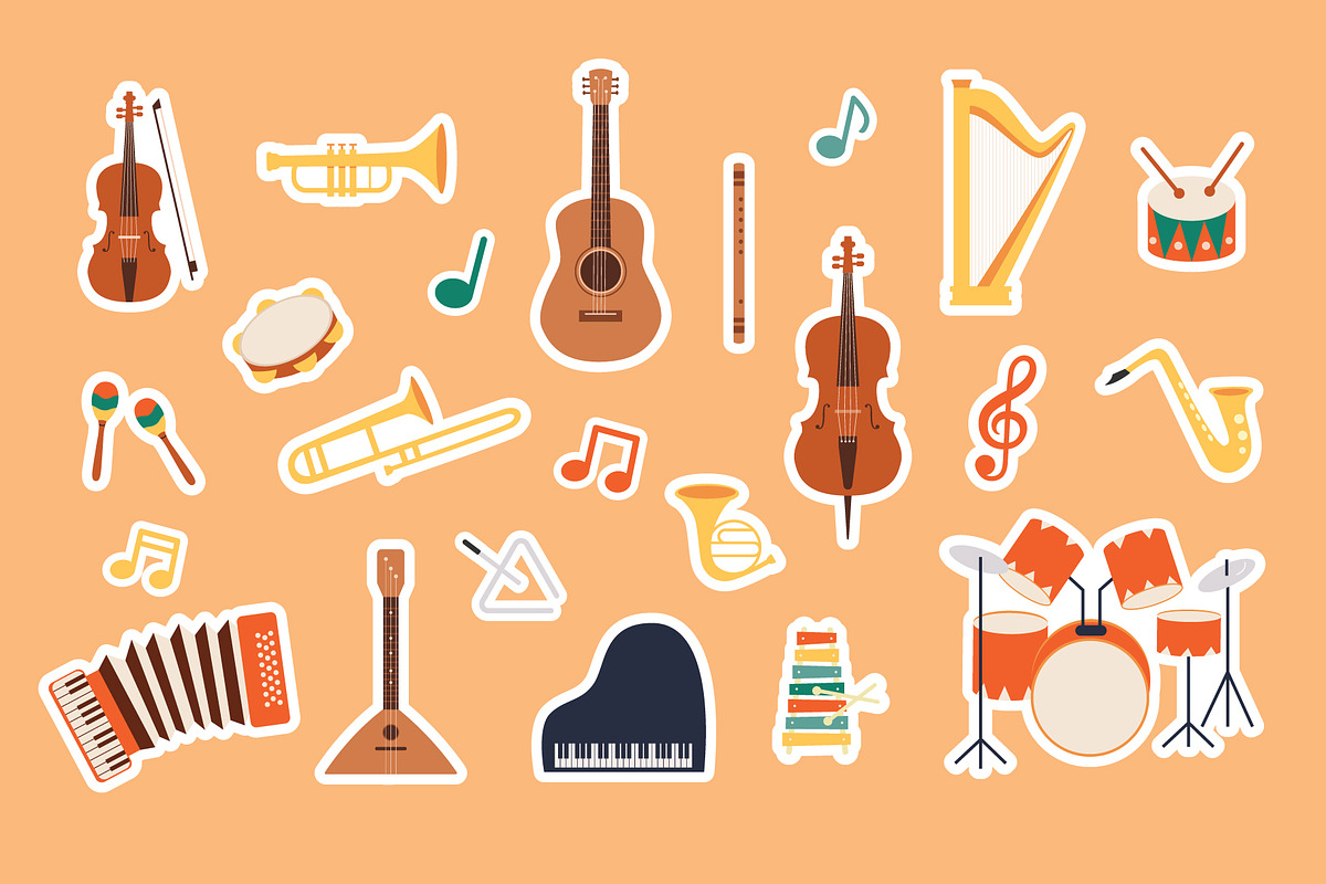 Musical Instruments Sticker Pack, an Education Illustration by Sabina_Ava