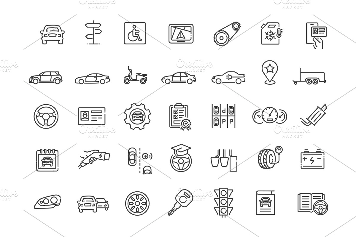 Auto Skills Line Icons, an Outline Icon by Tettygreen (Photo 2 of 2)