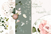 Pink watercolor flowers & herbs, an Illustration by Lisima (Thumbnail 7 of 11)