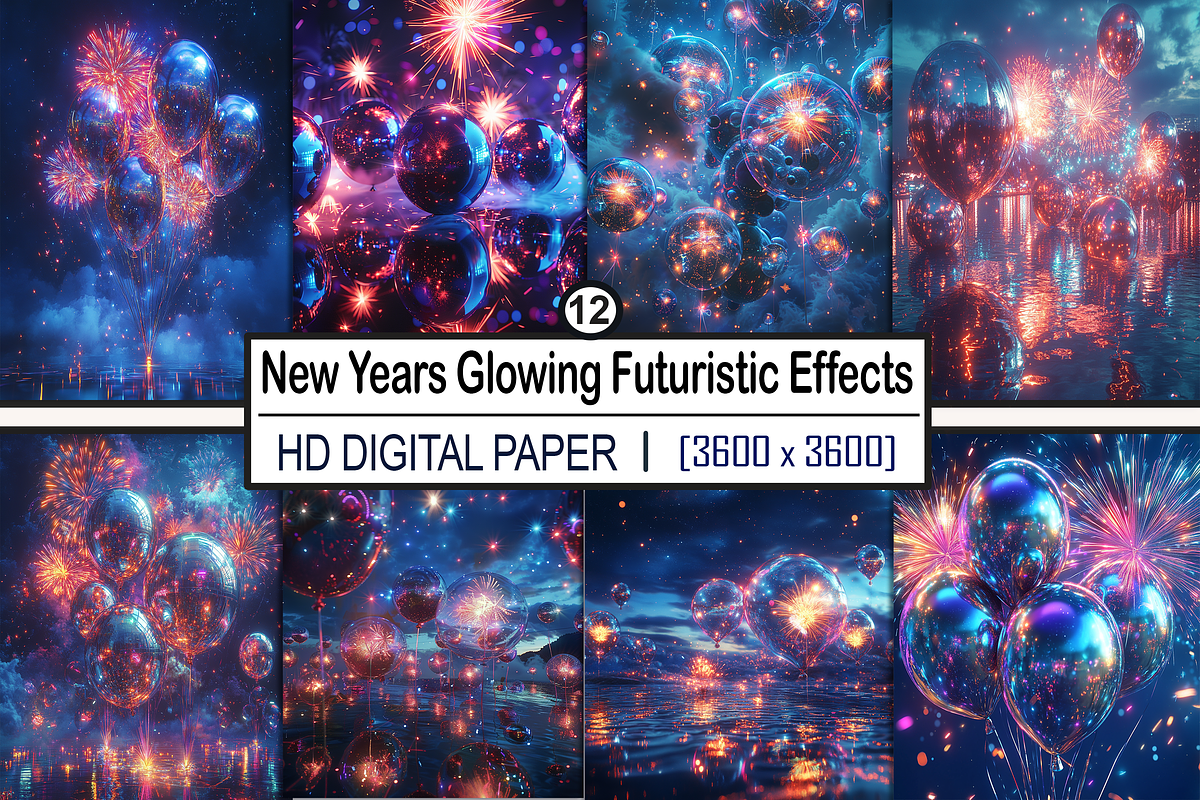 New Years Glowing Futuristic Effects, a Background Graphic by Printable Treasure (Photo 1 of 4)
