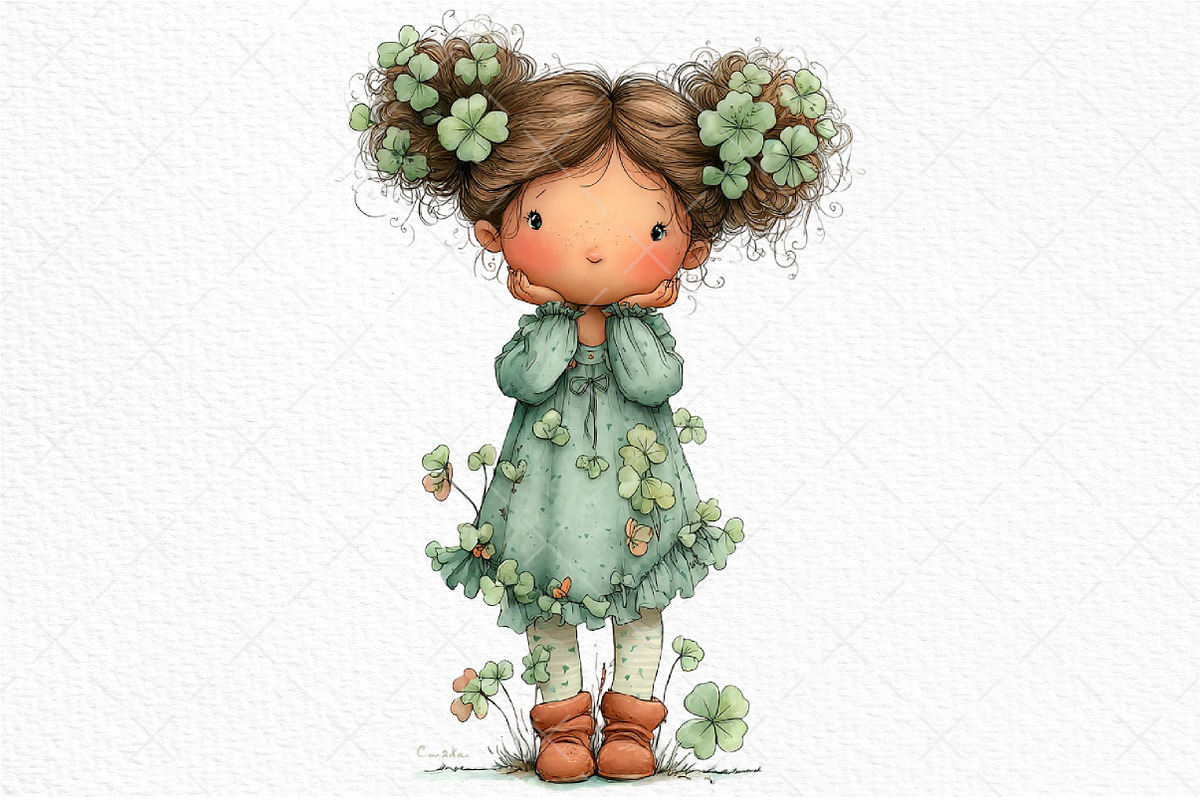 Whimsical St Patrick's Day Girl Clip, an Illustration by Craft Nest (Photo 9 of 11)