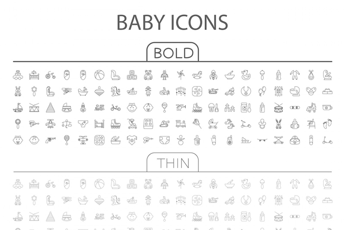 Baby flat vector icon set