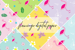 Flamingo & Tropical Flowers Patterns