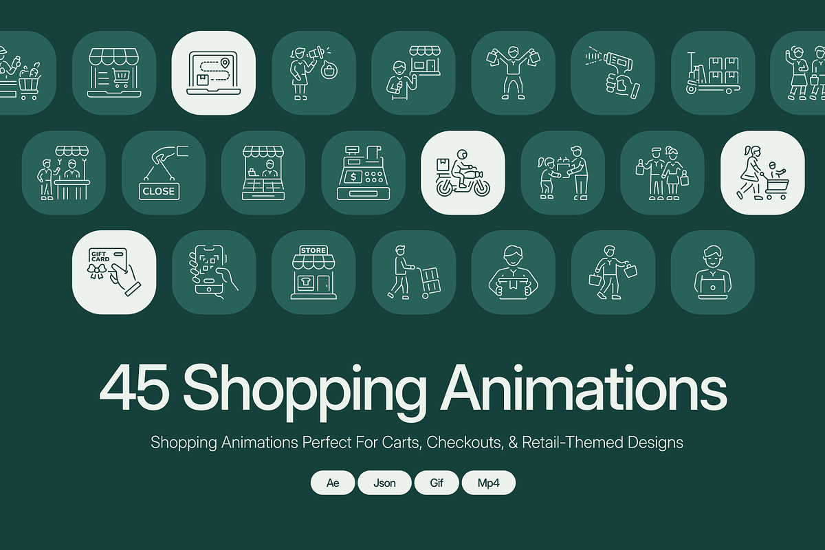 Animated Shopping Icon Art Set, an Outline Icon by Prosymbols (Photo 1 of 4)