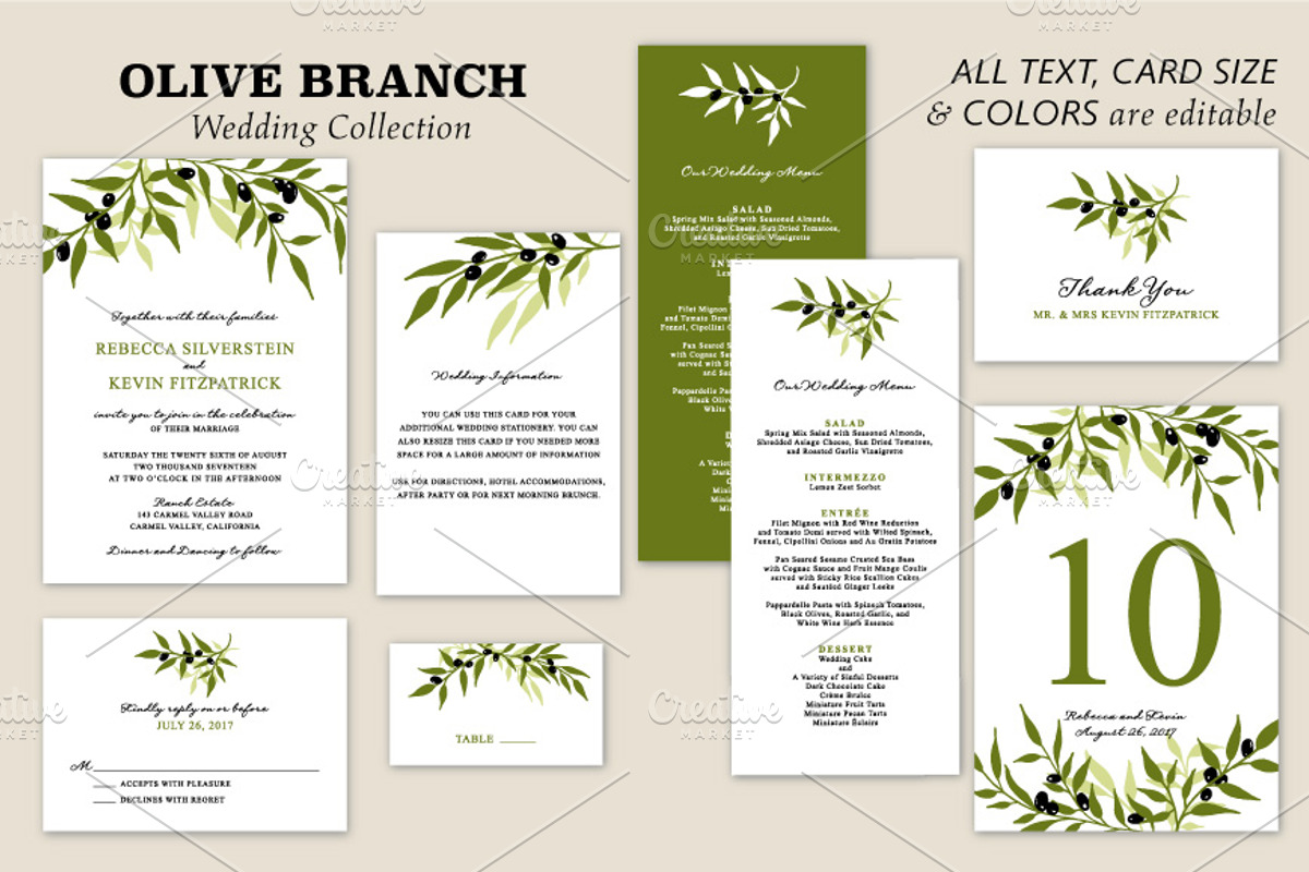 Olive Branch Wedding Collection, an Invitation Template by La Bella Rue (Photo 1 of 3)