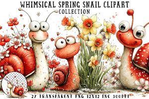 Whimsical Spring Snail Clipart, an Illustration by OK Design