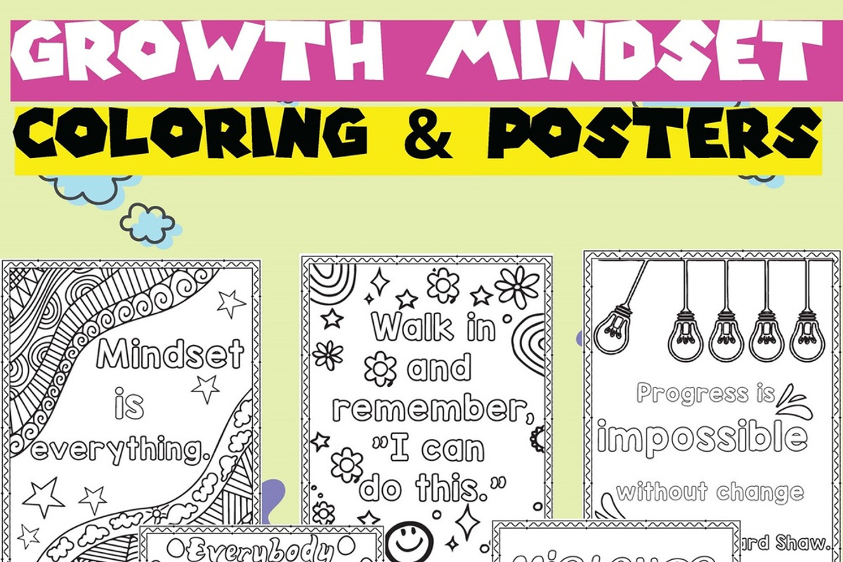 Growth Mindset Coloring & Posters, an Education Illustration by Sourcedigi (Photo 1 of 4)