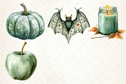 Sage Green Halloween Clipart, an Illustration by Dream Creation (Thumbnail 7 of 7)