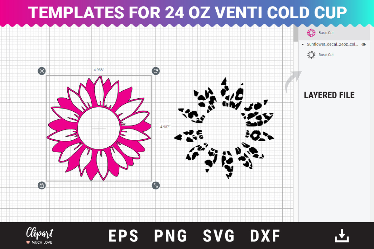 Sunflower Decal for 24oz Cold Cup, an Object Graphic by ClipartMuchLove (Photo 3 of 4)