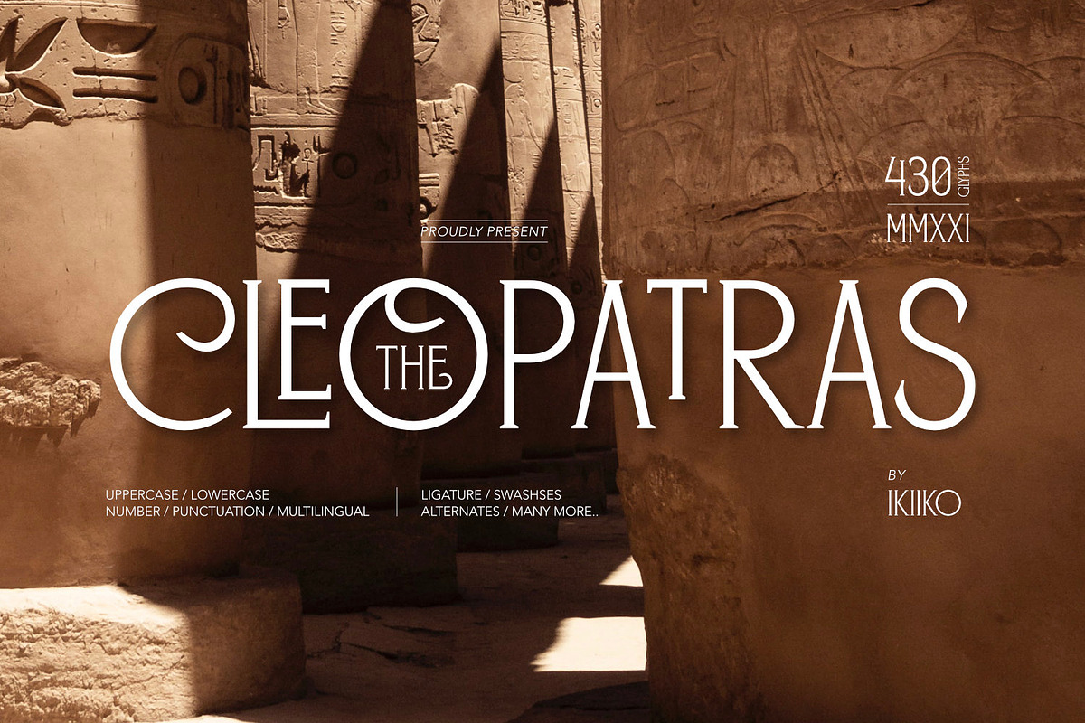 The Cleopatras Typeface, a Serif Font by ikiiko (Photo 1 of 8)