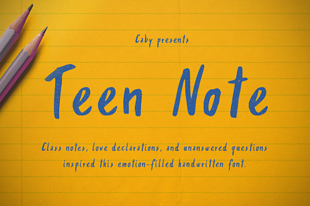 Teen Note - Handwritten Font, a Font by Caby