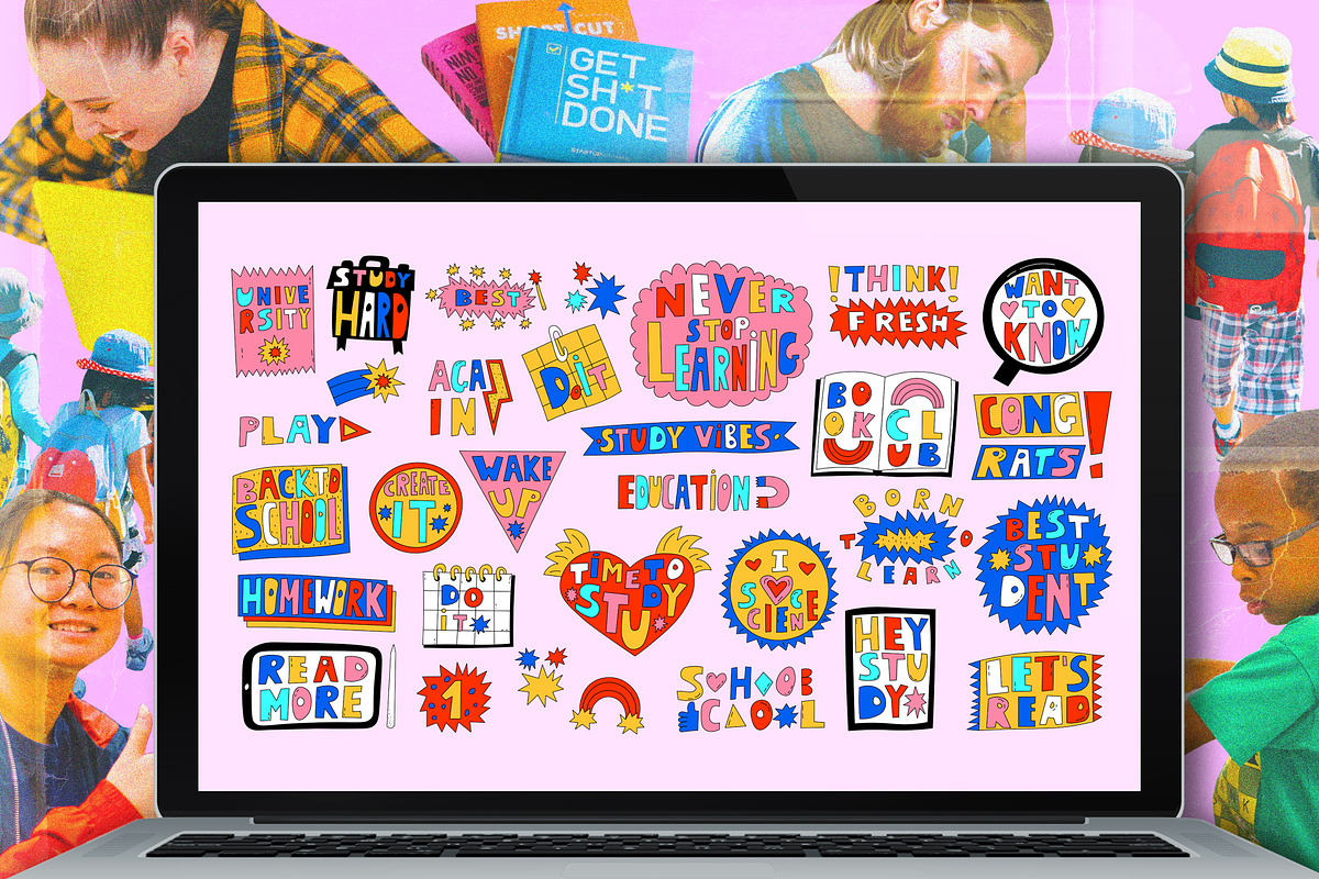 Motivation to study-lettering set, an Education Illustration by okchizh (Photo 2 of 6)