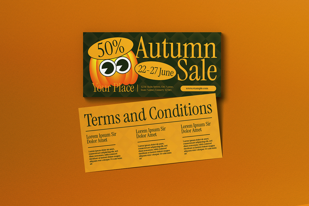 Green Yellow Autumn Sale Voucher, a Flyer Template by graphicook (Photo 1 of 3)