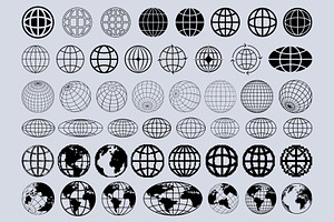 Y2K WORLDWIDE GLOBE VECTOR ICONS SET