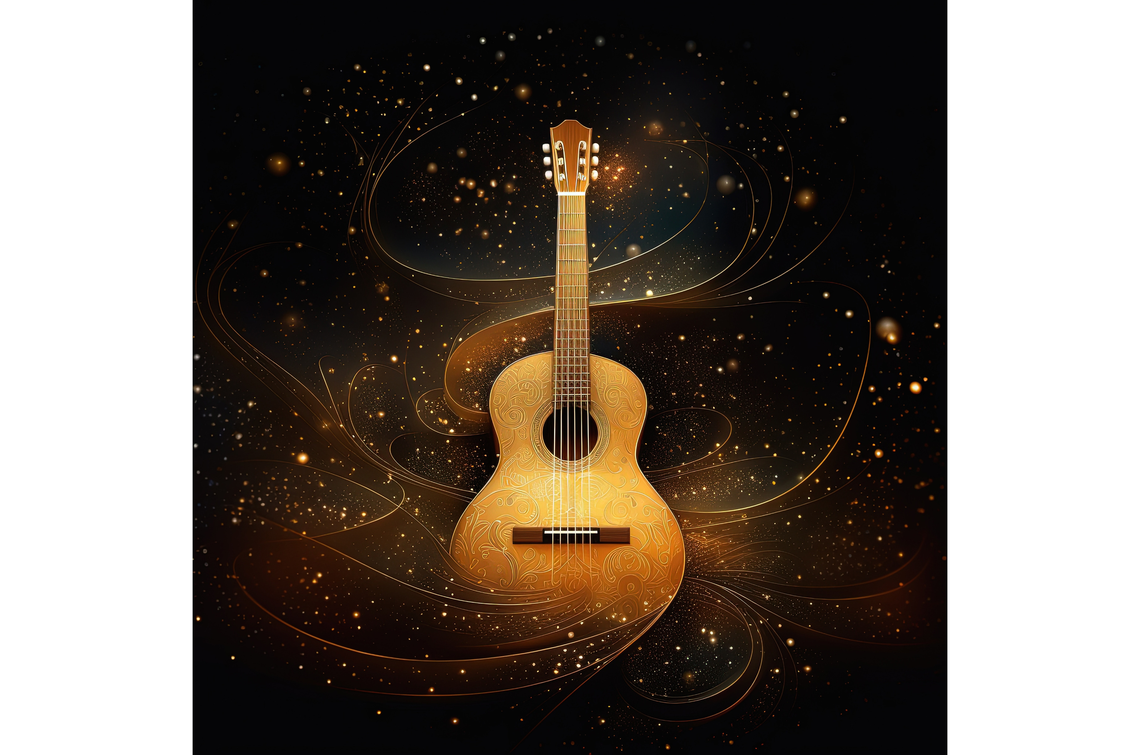 Acoustic Guitar Poster With Stars by Lermont51 | Creative Market