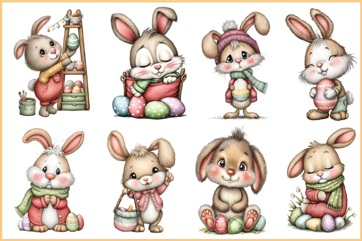 Cozy Easter Bunny Clipart, a Seasonal Illustration by HueNestify (Photo 2 of 3)