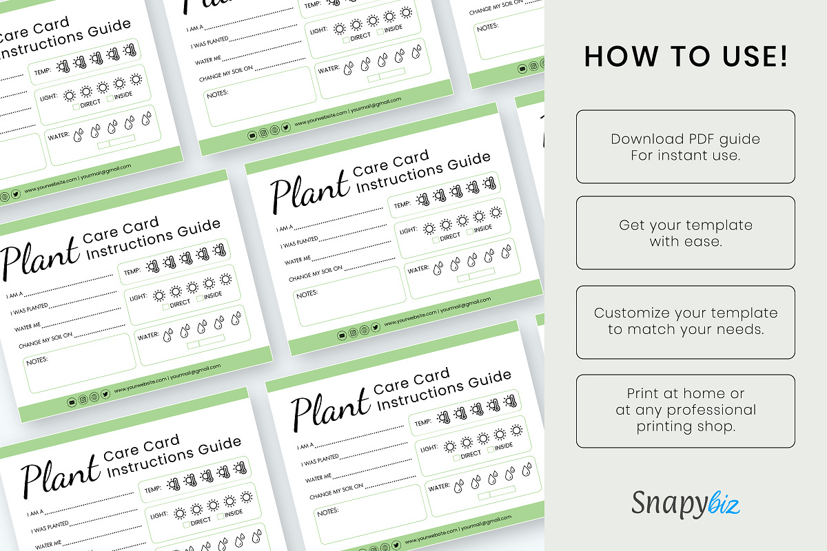 Plant Care Card Canva Template, a Design Template by Snapybiz (Photo 7 of 8)