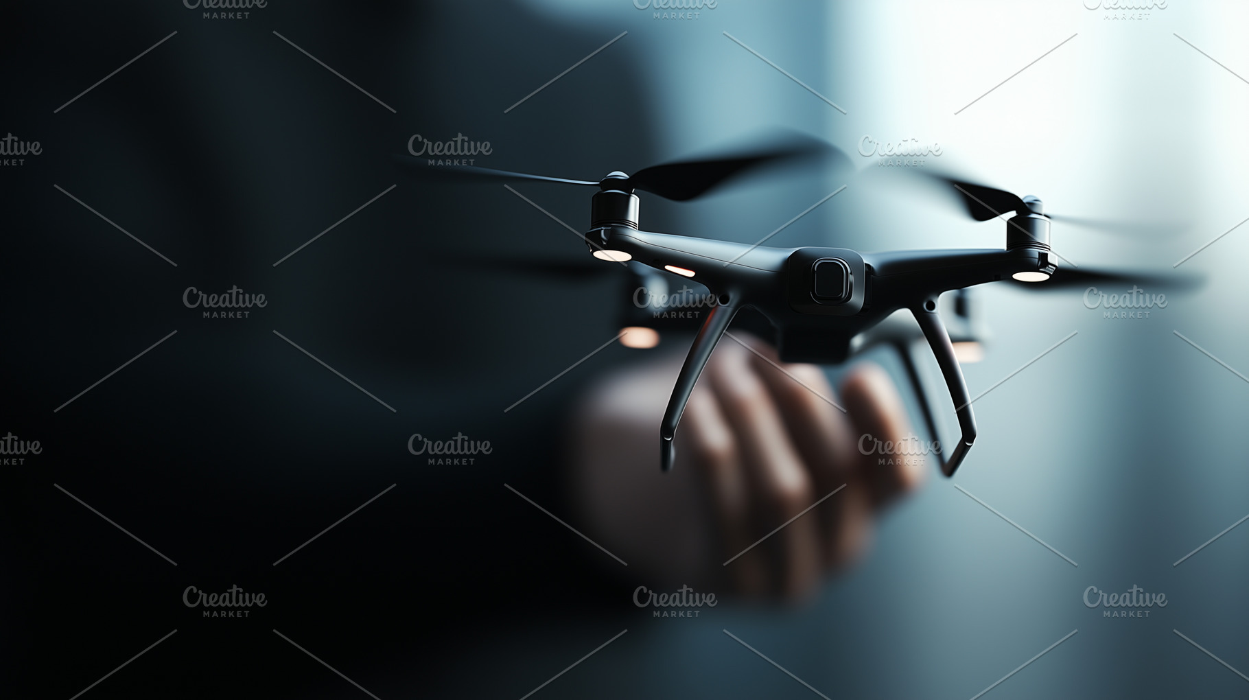 Close up on black drone hovering, a Technology Photo by MistyDay
