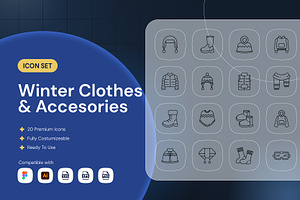 Winter Clothes & Accessories Icon, an Outline Icon by Nathaya Studio