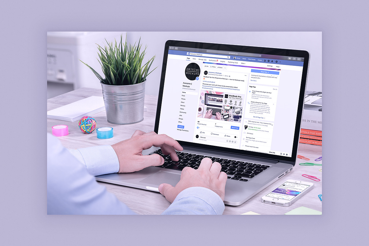Macbook Workspace Mockups, an iPhone Mockup by Mockups & Illustrations (Photo 4 of 9)