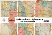 Old Road Map Ephemera Printable, a Transportation Illustration by Seaside Whiskers (Thumbnail 1 of 5)