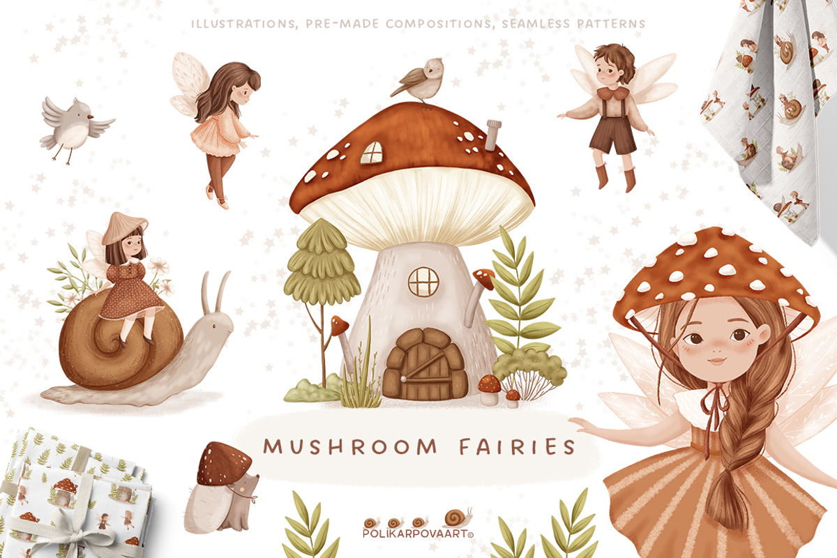 Mushroom Fairies. Kids collection, an Animal Illustration by polikarpovaart (Photo 1 of 15)