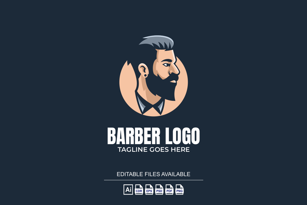 Barber Simple Mascot logo, a Branding & Logo Template by Ibnipro1