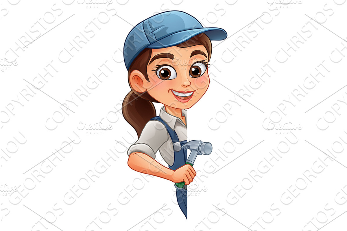 Woman Female Carpenter Cartoon, a Person Illustration by Christos Georghiou