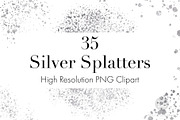Silver Splatters Clipart, an Object Graphic by The Digital Download Shop (Thumbnail 1 of 9)