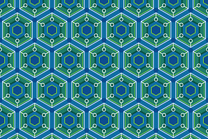 Geometric Hexagon Tech Pattern, a Pattern Graphic by Mightyfire
